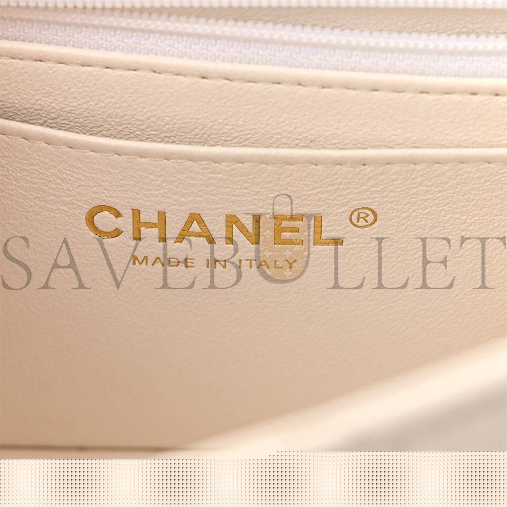 Ch*el master  caviar quilted mini top handle rectangular flap white as2431 (20*13*9cm)